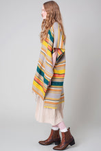 Load image into Gallery viewer, Ethnic Striped Fringed Kimono