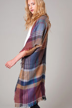 Load image into Gallery viewer, Multi Color Jacquard Plaid Long Kimono
