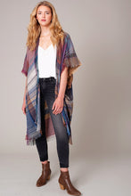 Load image into Gallery viewer, Multi Color Jacquard Plaid Long Kimono
