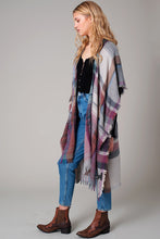 Load image into Gallery viewer, Multi Color Jacquard Plaid Long Kimono
