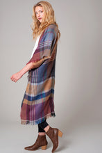 Load image into Gallery viewer, Multi Color Jacquard Plaid Long Kimono
