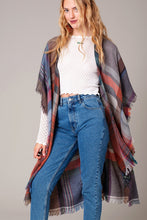 Load image into Gallery viewer, Multi Color Jacquard Plaid Long Kimono
