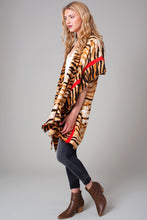 Load image into Gallery viewer, Tiger Print Stripe Border Cozy Kimono
