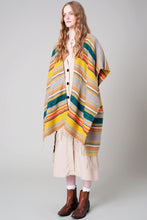 Load image into Gallery viewer, Ethnic Striped Fringed Kimono
