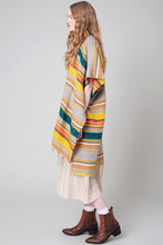 Load image into Gallery viewer, Ethnic Striped Fringed Kimono
