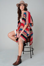 Load image into Gallery viewer, Ethnic Striped Fringed Kimono
