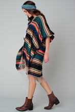 Load image into Gallery viewer, Ethnic Striped Fringed Kimono
