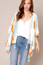 Load image into Gallery viewer, Tie Dye Print Tassels Kimono
